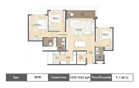 3 BHK 1075 - 1441 SqFt